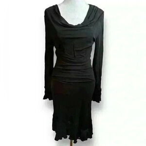 RED VALENTINO GARAVANI Black Bodycon Midi LBD Scoop Neck Dress Sz. 40 / US 10